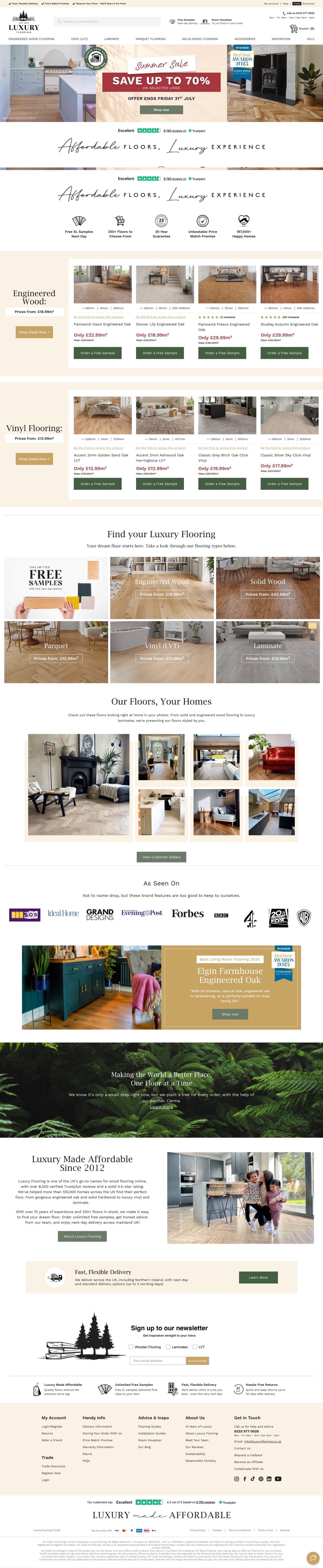 Snimak ekrana projekta Luxury Flooring — britanski web shop za podove